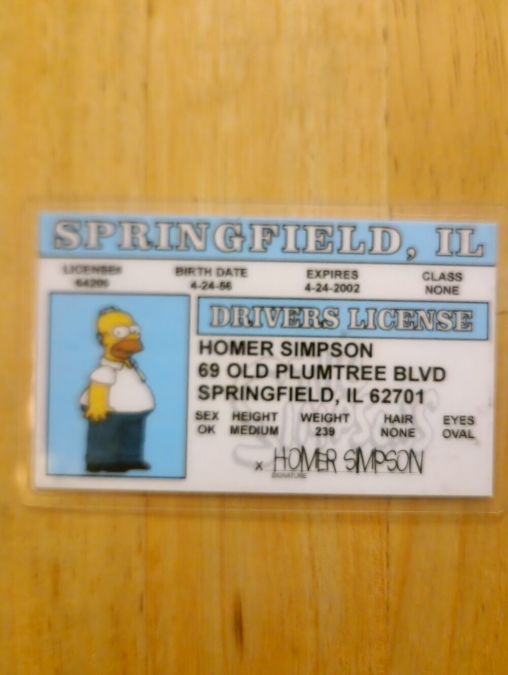 Homer Simpson's novelty Driver's License (Vintage, Y2K, 2000s)